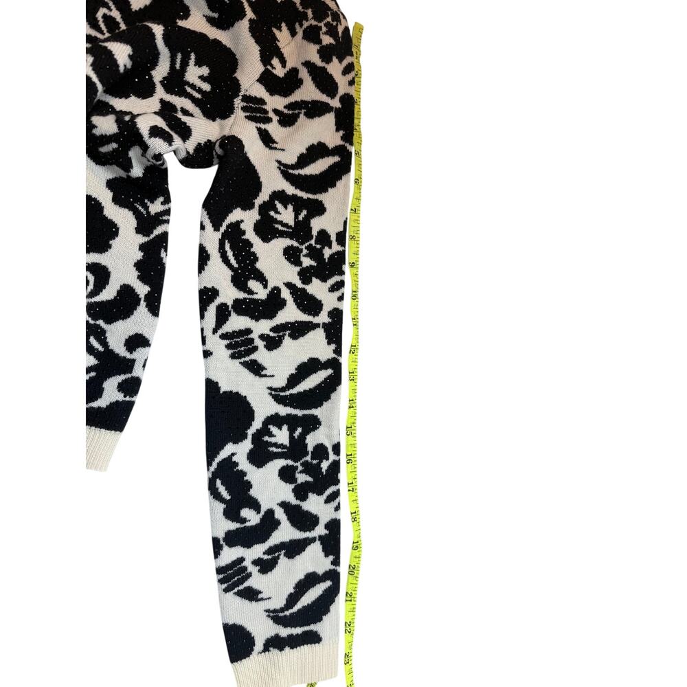 Alice + Olivia 100% Wool Leopard Print Sweater Black White Animal Print Size S - Picture 10 of 12